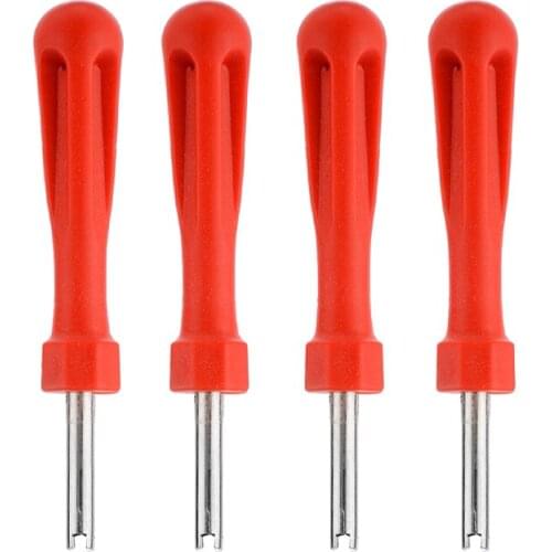 Durable 4pcs/set Car Bicycle Slotted Handle Tire Valve Stem Core Remover Tool Key Screwdriver Repair Tools