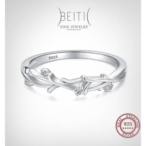 Beitil 925 Sterling Silver Tree Branch Finger Rings For Women Sterling Silver 925 Plant Ring Ethnic Style Fine Jewelry