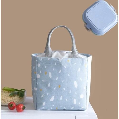 Korean Thickened Beam Insulation Bag Thick Cotton Linen Portable Lunch Box Bag Student Couple Lunch Bag Lunch Bag