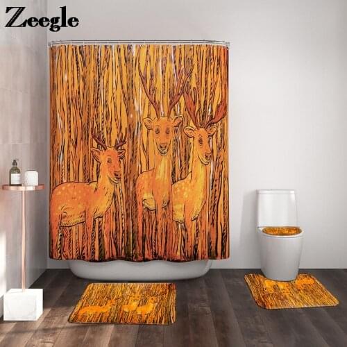 Cartoon Bath Mat Printed Bathroom Floor Carpet Toilet Rug Non-Slip Foot Mat Absorbent Toilet Seat Cover Mat