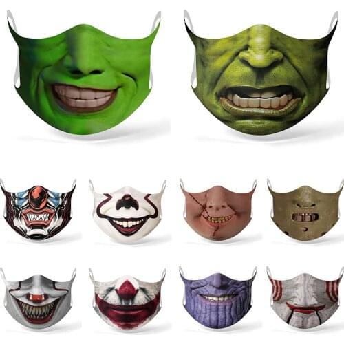 Creative Halloween Horror Printing Adult Mask Men Women Unisex Fun Cospaly Gift Protection Cycling Sports Breathable Party Mask