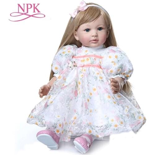 60CM high quality reborn toddler baby girl doll with ultra long blonde hair doll beautiful princess Christmas Gift