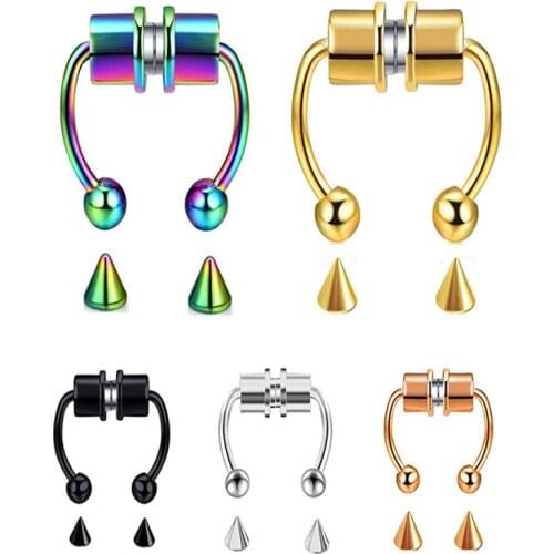 Magnetic false nose ring stainless steel titanium steel nose ring non-perforated horse tellurium-shaped trend personality