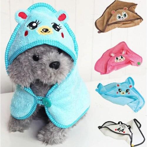 Cute Embroidered Animal Design Pet Warm Bear Print Dog Puppy Fleece Soft Blanket Beds Mat Cozy Doggie Blanket Towel Pet Grooming