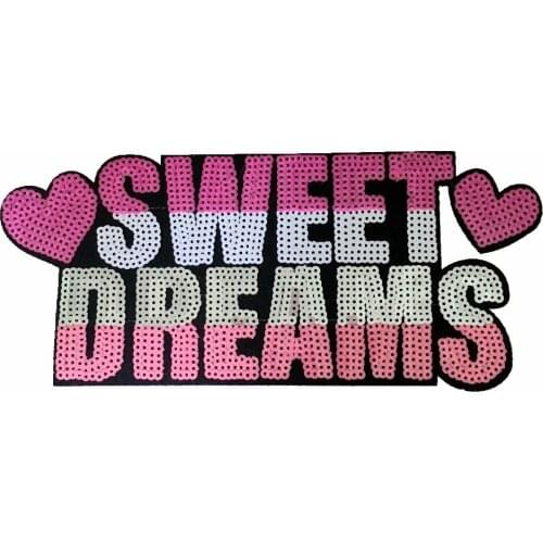 2018 New Sequins SWEET DREAMS Patches for Clothes Iron on Patch Sequined Embroidery Appliques DIY Decoration Patch Letter Style