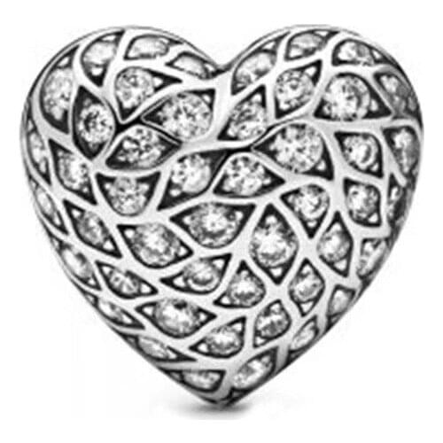 NEW 2019 100% 925 Sterling Silver Shiny Pattern Heart Shaped Single Earrings Stud Fit DIY Women Original Fashion Jewelry Gift