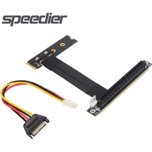 New STX Motherboard Reverse Vertical Graphics Card Riser Cable PCIe3.0 x16 To M.2 NVME KeyM Extender Turn Angled Flexible Cable