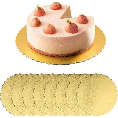 6 /8/12 Inches Golden Cake Base Disposable Round Cakes Boards Embossed Tray Cakes Dessert Display Trays Pastry Decorative Tools
