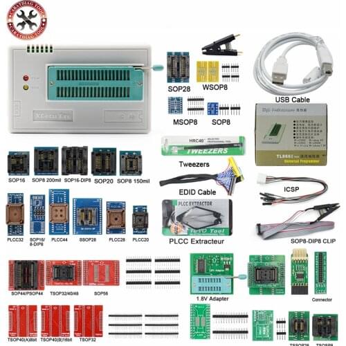 Original TL866II Plus obd2 Minipro Programmer+37/31/28 Full Adapters+Test Clip TL866ii PIC Bios High speed Programmer Tools