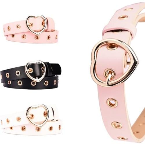 1PCS High Quality Faux Leather Belt Hollow Heart Shape Design Creative Casual Belt Punk Waist Belt for Women Girls Dress