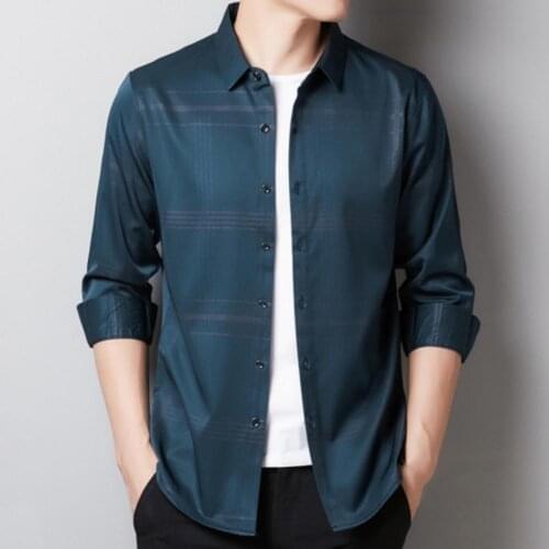 Shirt for men fasion Smooth Good Workmanship Western Turn-down Collar Business Shirt for Meeting Casual Men Clothing 2021