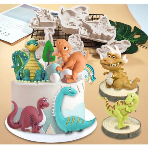 Fashion Dinosaur Silicone Mold Cartoon Animal Chocolate Cake Decoration Mold DIY Fondant Biscuit Creative Baking Accessories