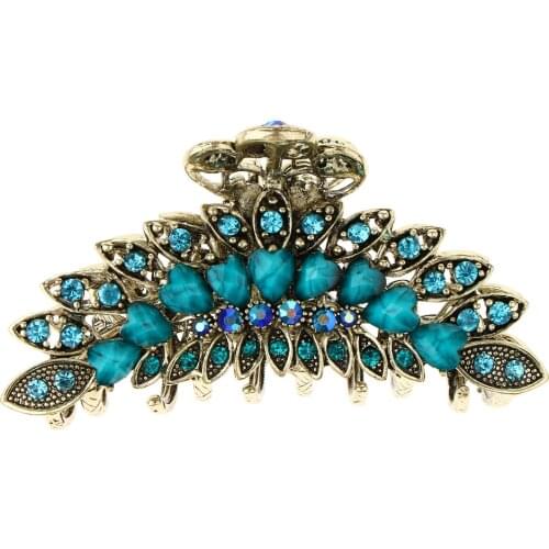 2 Pieces Metal Hair Clips Claw Crystal Large Hair Grip Wedding Bridal Hair Accessories