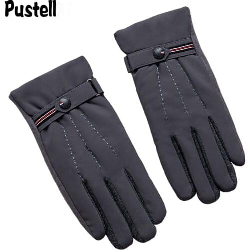 Winter Windproof Gloves Men Keep Warm Cycling Mittens Thicken Touch Screen Gloves Buckle Driving Guantes Full Finger Male Gloves