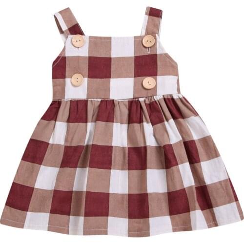 1-7Yrs Children Girls Plaid Dress Infant Kids Sleeveless Sundress Summer Girls Party Dress