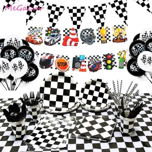 10 pcs/set 12 inch Black White Racing Flag Latex Balloons Checkered Ballon Baby Shower Decor Car Race Birthday Party Toys Gift
