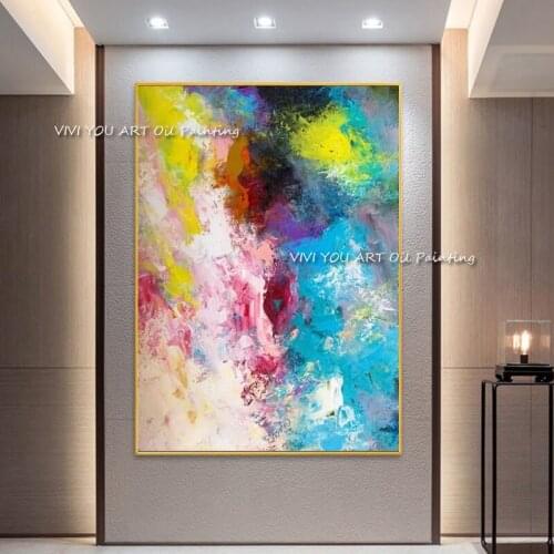 100% Handmade Color Block Oil Painting Canvas For Living Room Wall No Frame Modern Decorative Pictures Abstract Art Painting