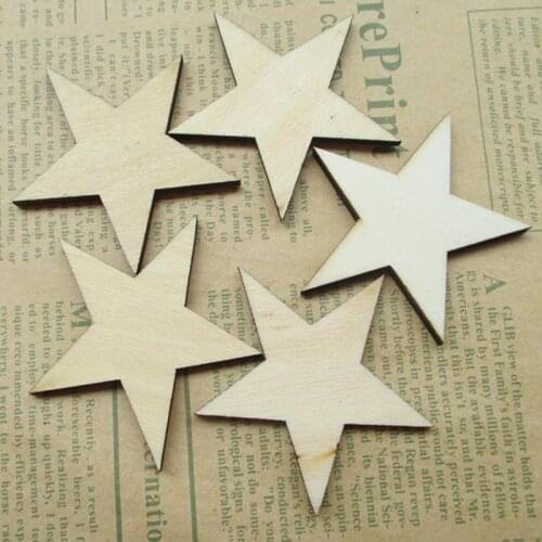 30pcs/lot) 70mm string hanging natural plywood Christmas party star tags wooden wood decorations star 017001099