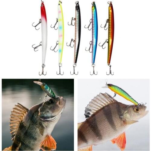 5Pcs/Set 12g 11cm 3 Hooks Pencil Lure Sharp Easily Throw Minnow Stick Sinking Artificial Hard Baits for Outdoor
