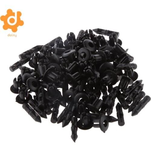 50pcs 6mm Hole Black Nylon Push In Type Rivets Fastener Pin Clips for Honda for Suzuki Car ATV Motorcycle Retainer Bumper Clip