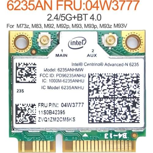 6235AN for Intel Centrino Advanced-N 6235 bluetooth-compatible 4.0 wireless card for Lenovo M73z M83 M92 M92p M93 M93p M93V M93Z