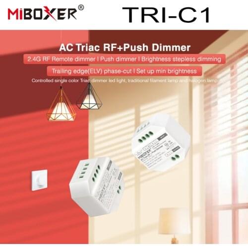 AC110V-220V TRI-C1 Triac RF Wireless Push Dimmer Switch LED Dimmer use with Remote 2.4GHz LED Switch Controller for Bulb Light