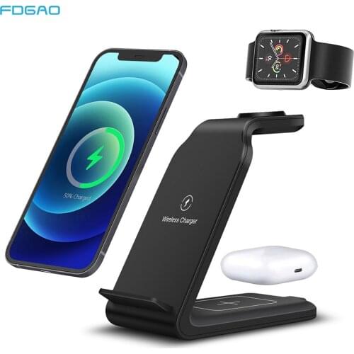 Wireless Charger 4 in 1 for Apple Watch 6 SE AirPods Pro Qi 15W Fast Charging Station For iPhone 12 11 XS XR X 8 Samsung S21 S20