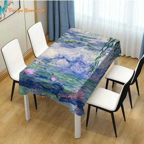 Design Water Lilies Claude Monet Fine Art Home Decor Party Dining Table Cloth