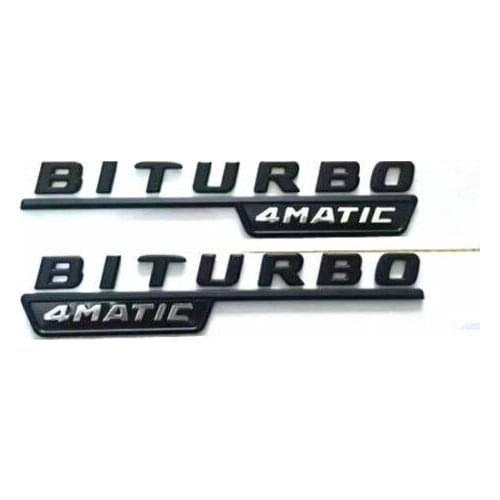 For 2x Emblem Badge für Auto BITURBO 4MATIC C63 CLS GLC GLA E63 Schwarz
