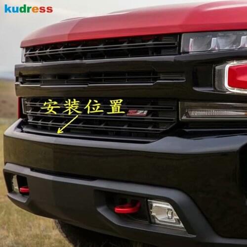For Chevrolet Silverado 1500 2019 2020 ABS Chrome Car Front Bumper Grill Grille Cover Trim Sticker Styling Accessories