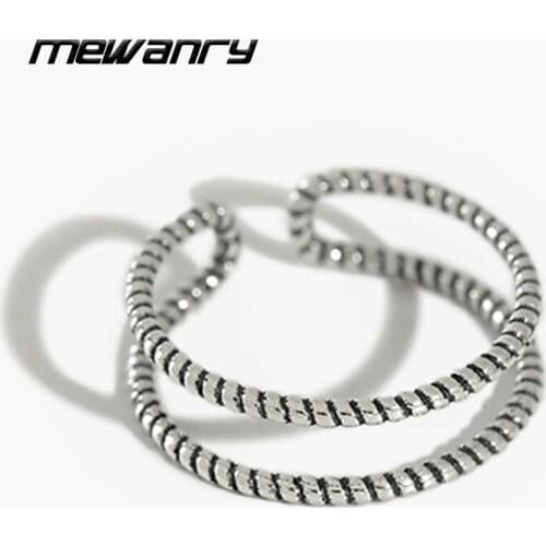 Mewanry 925 Sterling Silver Double Layer Rings New Trend Elegant Vintage Simple Twist Couples Party Jewelry Girl Gift Wholesale