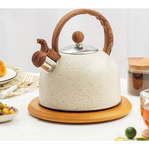 2.5L Stainless Steel Whistling Electric Kettle Home Water Boiler Tea Pot with Heat-Proof Handle for Gas Induction Cookers