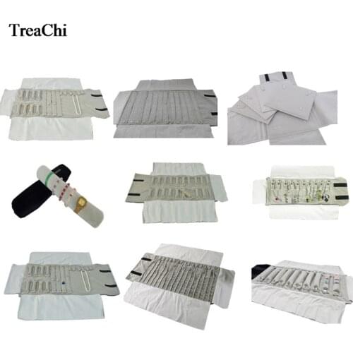 Factory Grey Velvet Jewelry Display Set Rolls Travel Organizer Bag Foldable Earrings Ring Chain Pendant Necklace Storage Bag