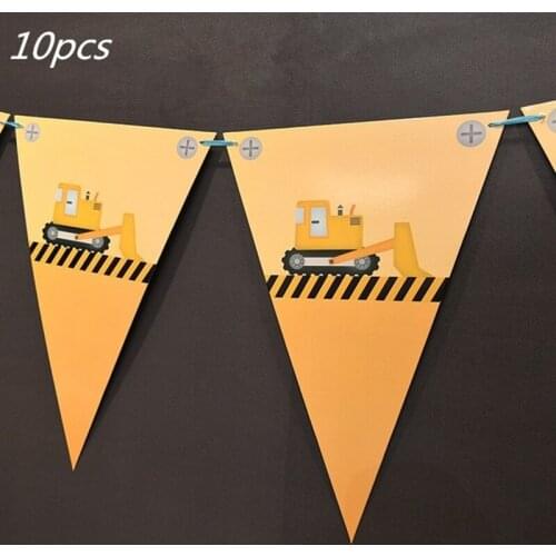 Farm Theme Happy Birthday Banner Construction Vehicle Truck Excavator Garland Tractor CupCake Topper Kids Favor Party Decor