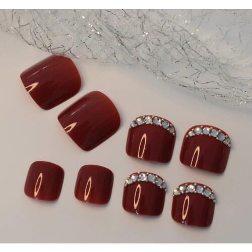 Flase Diamond Rhinestone Toe Nails 2021 Charms Simple Full Cover Supplies For Professionals Foot Nail Tips Short