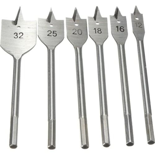 HOEN 6x 12/16/18 /20/25/32m Long Wood Flat Drill Set Woodworking Spade Drill Bits foret bois woodworking tools for drill taladr