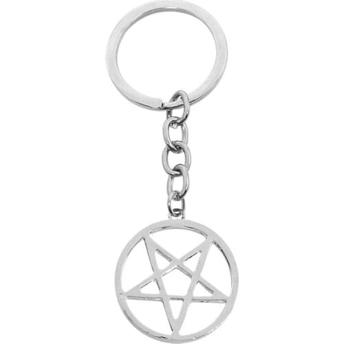HUMANO FINO Simple Hollow Trendy Supernatural Pentagram Keychain For Men Children Birthday Gift Entacle Keyring Unisex Jewelry