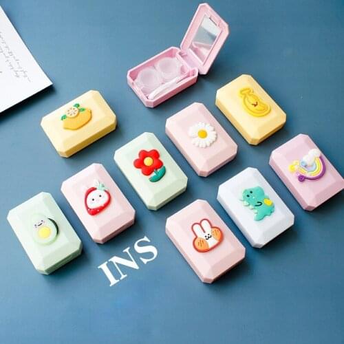 Ins Stylish Pupil Case Creative Simple Portable Flexible Acrylic Pattern Contact Lens Case
