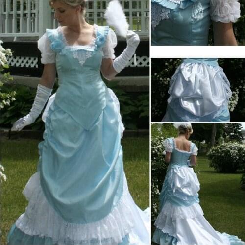 HIstory!Customer-made Victorian dress 1860s Civil war Dress Scarlett Theater Costume Halloween Renaissance Dress V-517