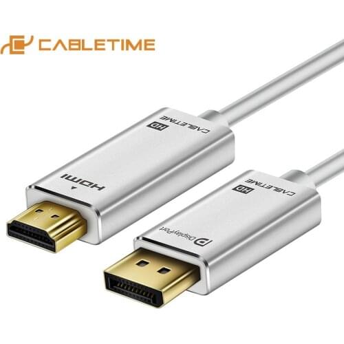 CABLETIME DisplayPort To HDMI Cable 4K 60Hz DP To HDMI DP M/M Gold-Plated Pre DP 1.2 for HDTV Projector Laptop PC Monitor C085