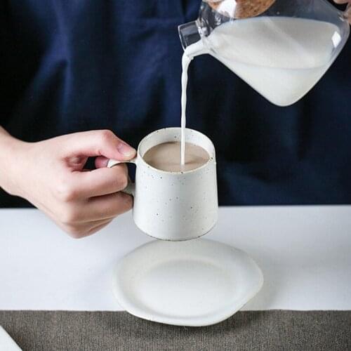 Nordic White Glaze Ceramic Mug Creative Breakfast Water Milk Coffee Cup Creative Office Drinking Cup Gift Dessert Saucer