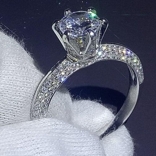 Choucong Brand New Classic Luxury Jewelry 100% Pure 925 Sterling Silver Round Cut 5A Zirconia Women Wedding Pave Band Ring Gift