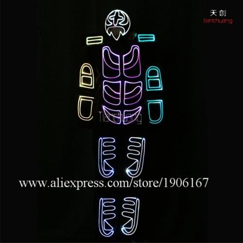 Programmable Fiber optic light up clothing LED luminous street dance suit night parkour illuminate performance ballroom costume