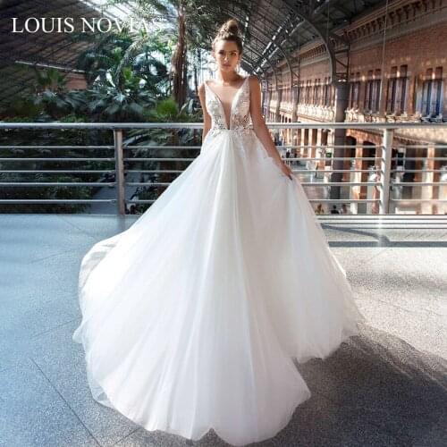 Louis Novias Light Wedding Dress Deep V-neckline Invisible Neckline Exquisite Embroidery Palace Dream Beading Vestido De Noiva