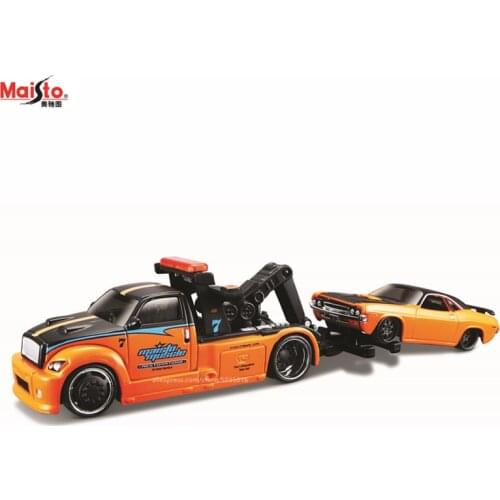 Maisto 1:64 Tow Vehicle 1970 Dodge Challenger R/T Design elite transport Die-casting car model collection gift toy