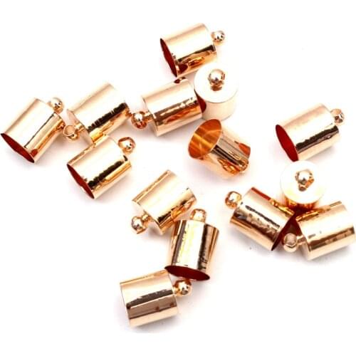 50Pcs 8x12mm Rose Gold Metal Jewelry Findings Beads End Caps Connectors For Jewelry Making Accessories Diy For 7mm Leather Cord