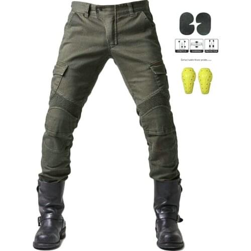 Motorcycle Riding Jeans With Armor Motocross Racing Slim Stretch Pants with Upgrade Knee Hip Protector Pads