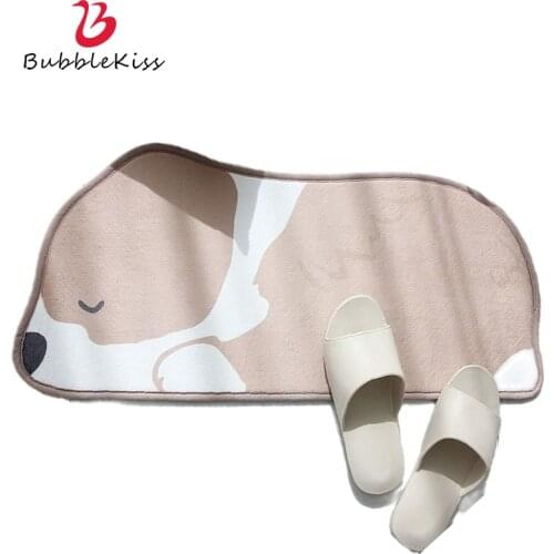 Bubble Kiss Cartoon Carpet Cute Brown Puppy Doormat Home Bedroom Entrance Door Slip Area Rug Fashion Balcony Leisure Decorative