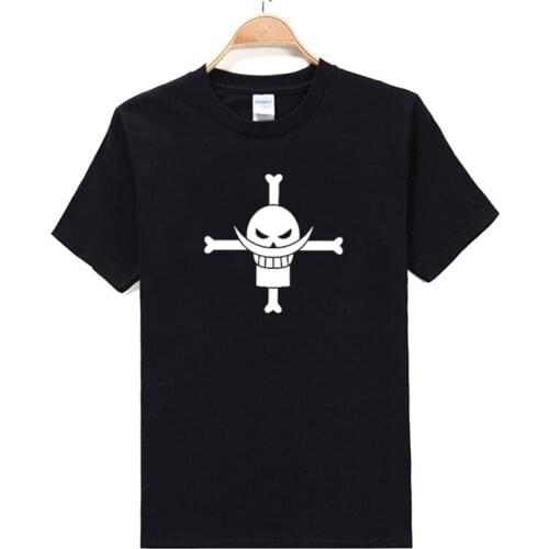 2019 Cotton Breathable Slim Fit Men Whitebeard Pirates Men Tops Short Sleeve Fire Fist Ace Men T Shirt Anime Cosplay