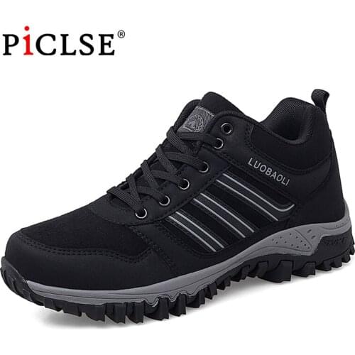 Plus Size Winter Men Boots With Fur Warm Ankle Boots for Men Women Snow Boots High Top Casual Shoes Sneakers Rubber Work Shoes